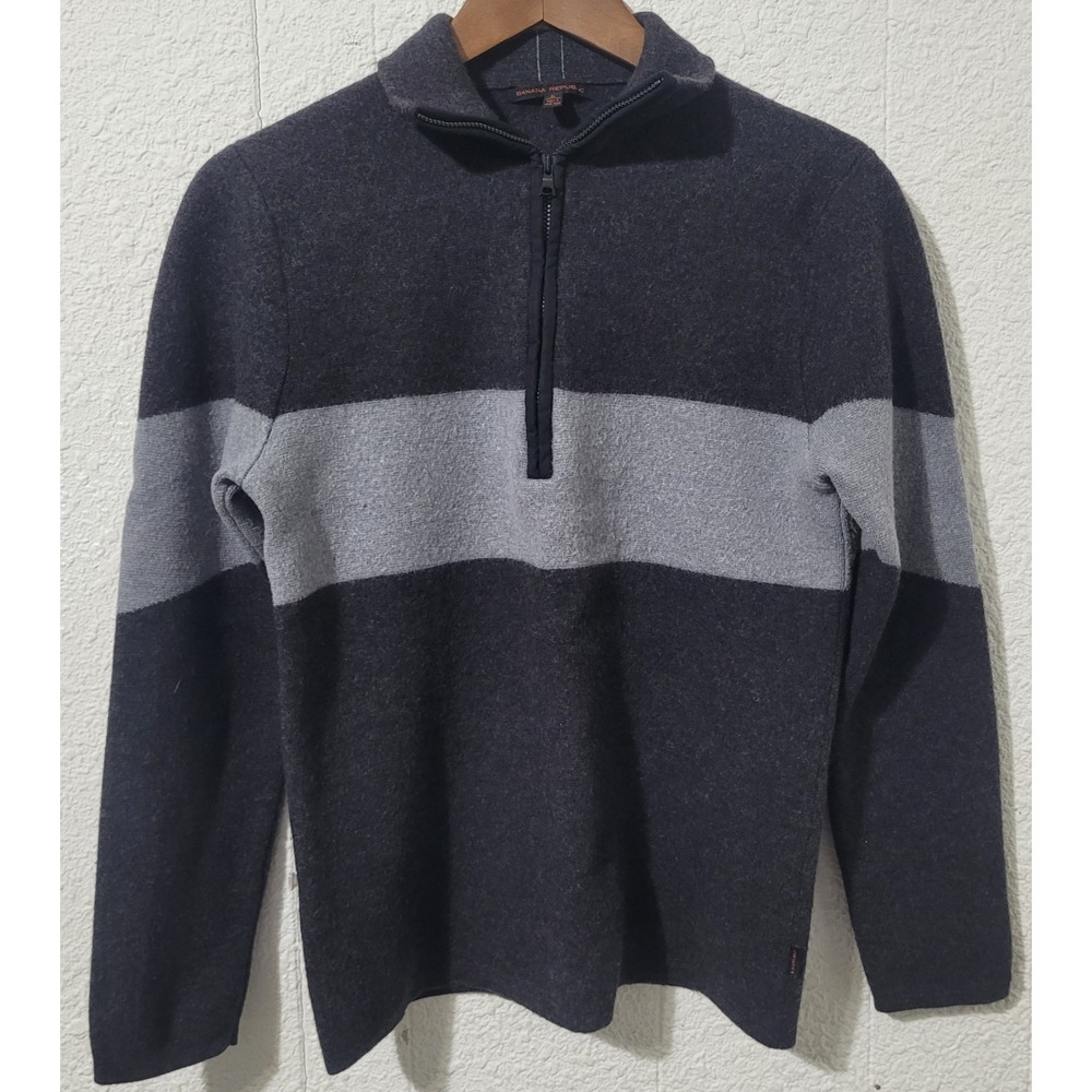 Banana Republic, merino wool 1/4 zip, Large, Mens, Black & Gray‎